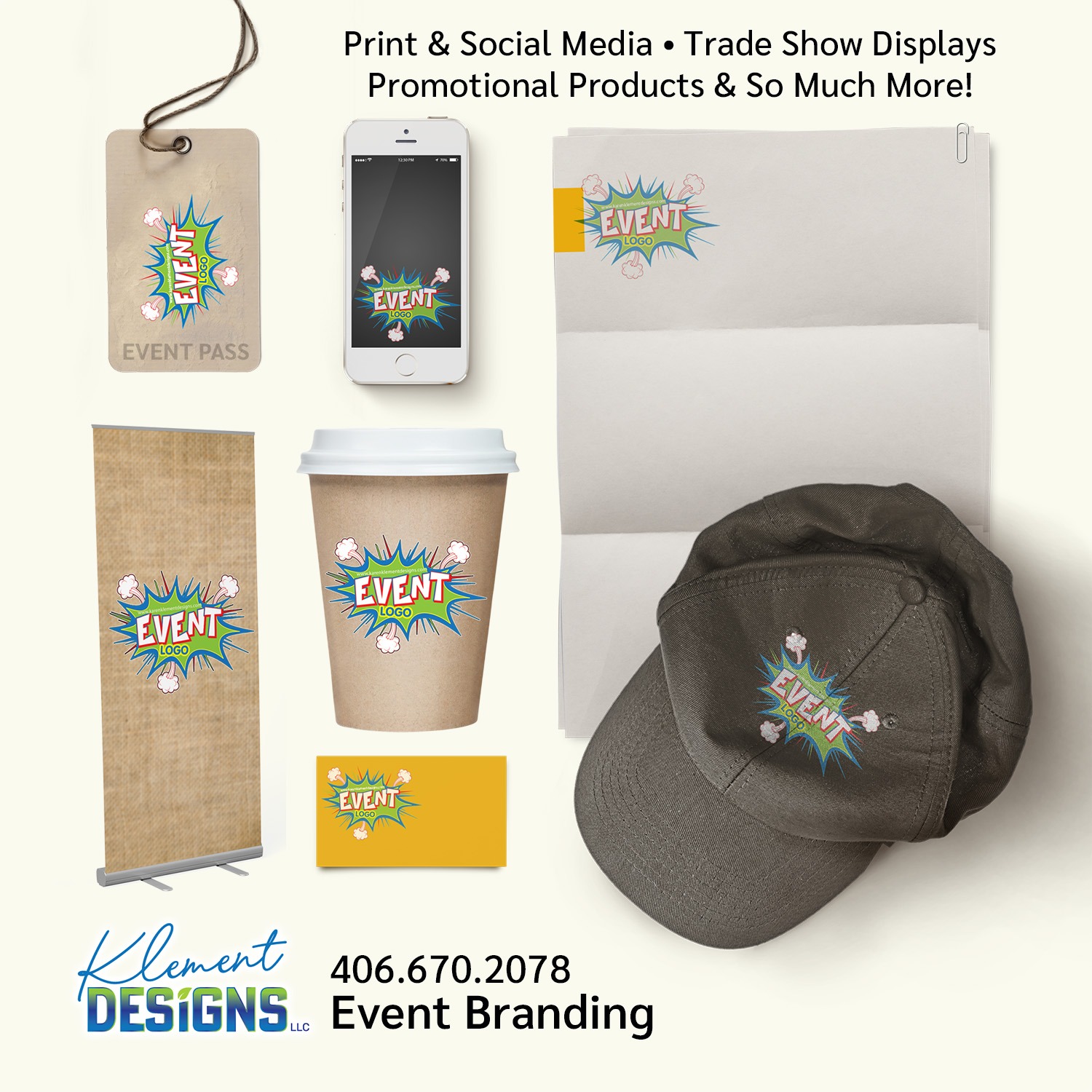 Klement Designs print & social media, trade show displays, promotional products and so much more